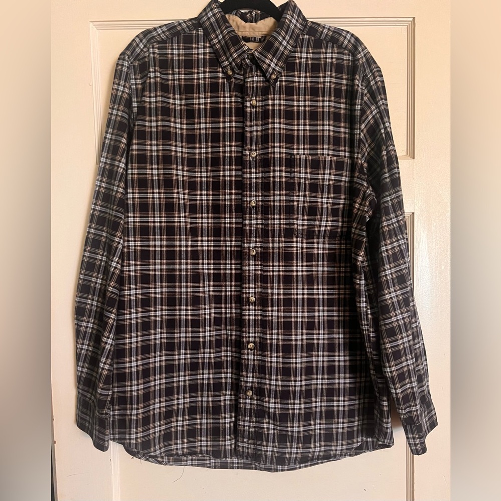 Eddie Bauer, Tall large navy plaid shirt